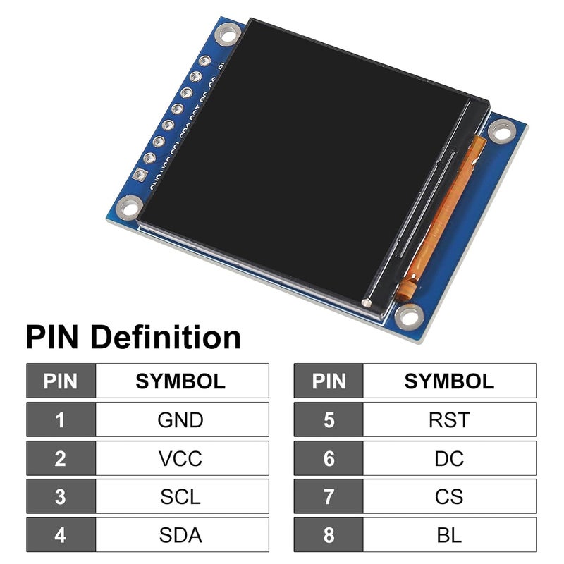 XIITIA 2pcs 1.54" SPI TFT LCD Display Module 240x240 RGB LCD Screen 3.3V ST7789 Drive SPI Interface 8pin Full Color for Arduino DIY - Image 4